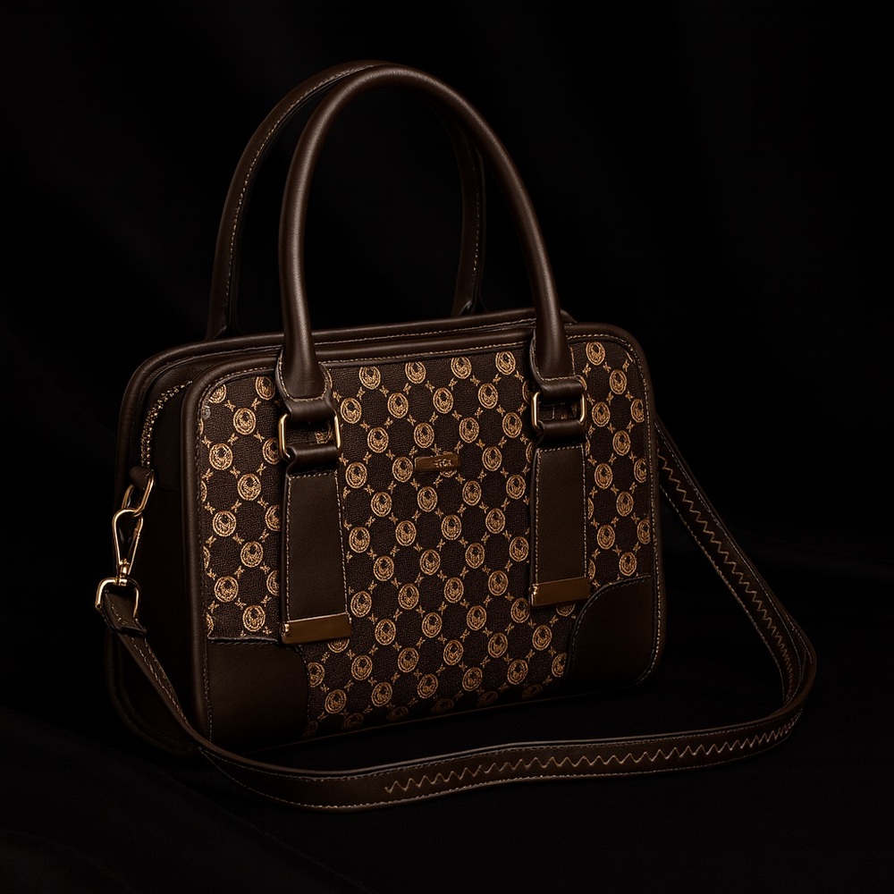 Classic Brown Patterned Satchel Handbag